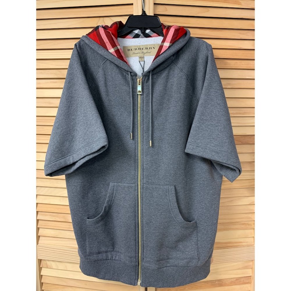 BURBERRY LONDON SWEATSHIRT HOODIE JACKET XL RED GRAY CHECK